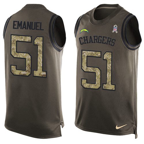 Nike Chargers #51 Kyle Emanuel Green Men's Stitched NFL Limited Salute To Service Tank Top Jersey